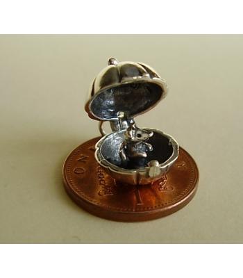 Pumpkin With Mouse Opening Sterling Silver Charm
