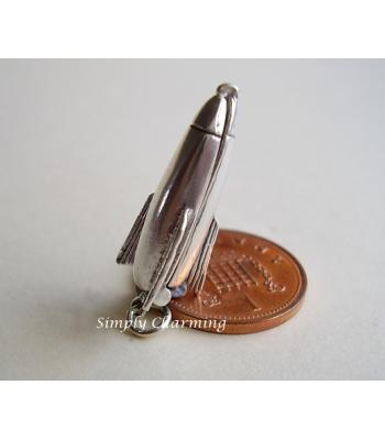 Space Rocket Opening Sterling Silver Charm