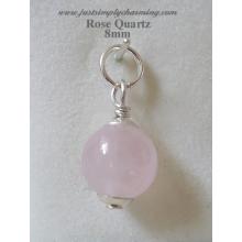 8mm Genuine Rose Quartz Sterling Silver Charm