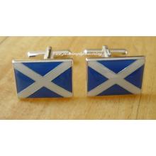 Enamelled Scottish Saltire Flag Sterling Silver Cufflinks