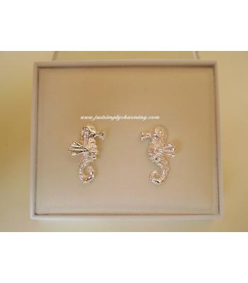 Sterling Silver Seahorse Stud Earrings