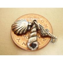 Sterling Silver Seashells and Seahorse Sterling Silver Charm