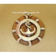 Ships Wheel With Anchor Sterling Silver Charm