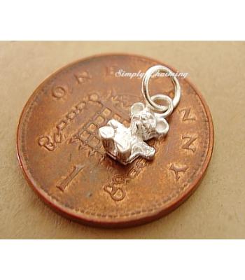 Miniature Sitting Teddy Silver Charm