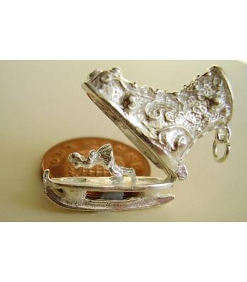 Ice Skate Boot Opening Silver Charm