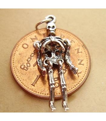 Skeleton Moving Sterling Silver Charm