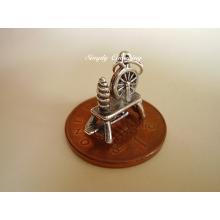 Spinning Wheel Sterling Silver Charm