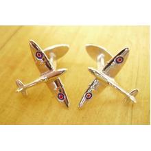 Sterling Silver Enamelled Spitfire Plane Cufflinks