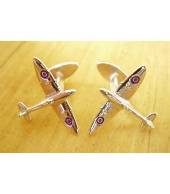 Sterling Silver Enamelled Spitfire Plane Cufflinks