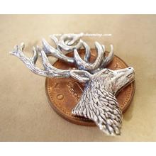 Stags Head Sterling Silver Charm or Pendant