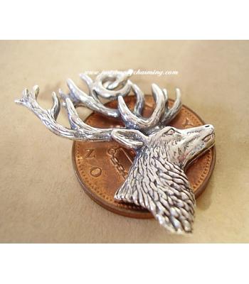 Stags Head Sterling Silver Charm or Pendant