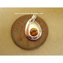 Sterling Silver Swarovski Topaz November Birthstone Charm