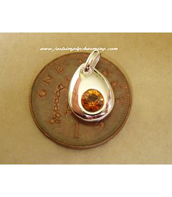 Sterling Silver Swarovski Topaz November Birthstone Charm