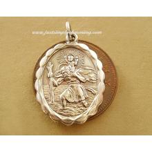 Sterling Silver Oval Saint Christopher Charm or Pendant