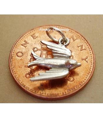 Miniature Swift Bird Silver Charm