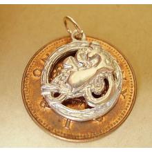 Isle Of Man TT Motorcycle In Surround  Sterling Silver Charm