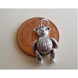Teddy Bear Moving Sterling Silver Charm