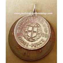 Three Pence Coin Sterling Silver Charm