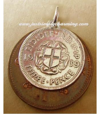 Three Pence Coin Sterling Silver Charm