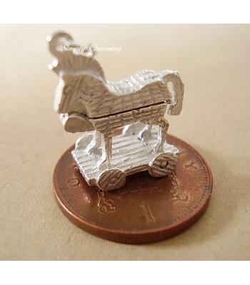 Trojan Horse Opening Sterling Silver Charm