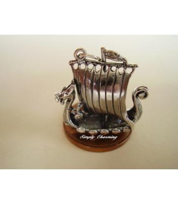 Viking Ship Longboat Sterling Silver Charm