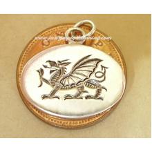 Welsh Dragon Engraved Oval Charm