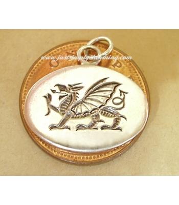 Welsh Dragon Engraved Oval Charm