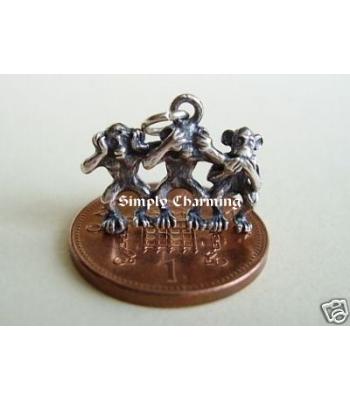 Wise Monkeys Sterling Silver Charm