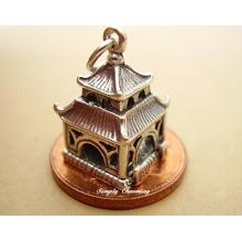 Pagoda Temple - Buddha Opening Silver Charm
